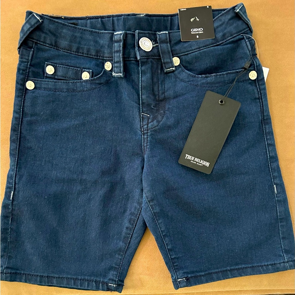 Boys 8, True Religion Denim shorts,NWT,Relaxed slim,Elastic button Waist